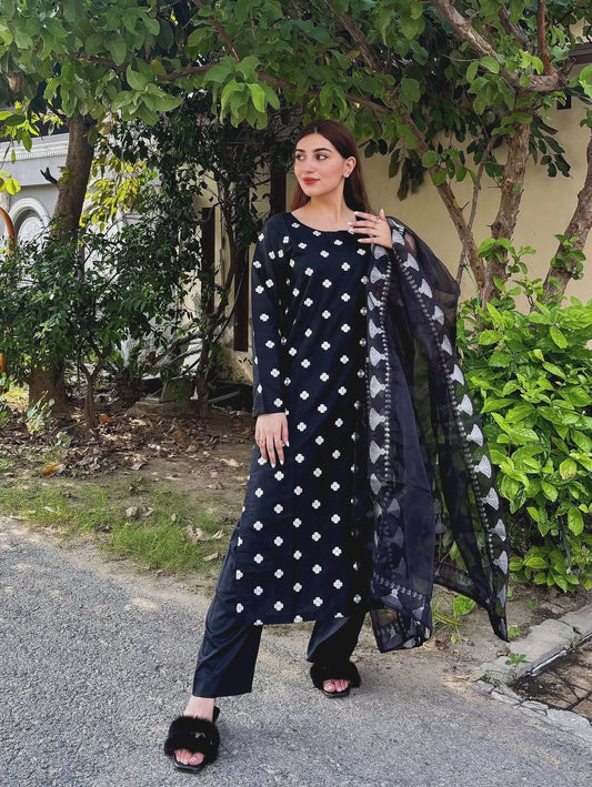 CHARCOAL EMBROIDERED – 3 PIECE