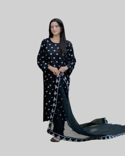 CHARCOAL EMBROIDERED – 3 PIECE